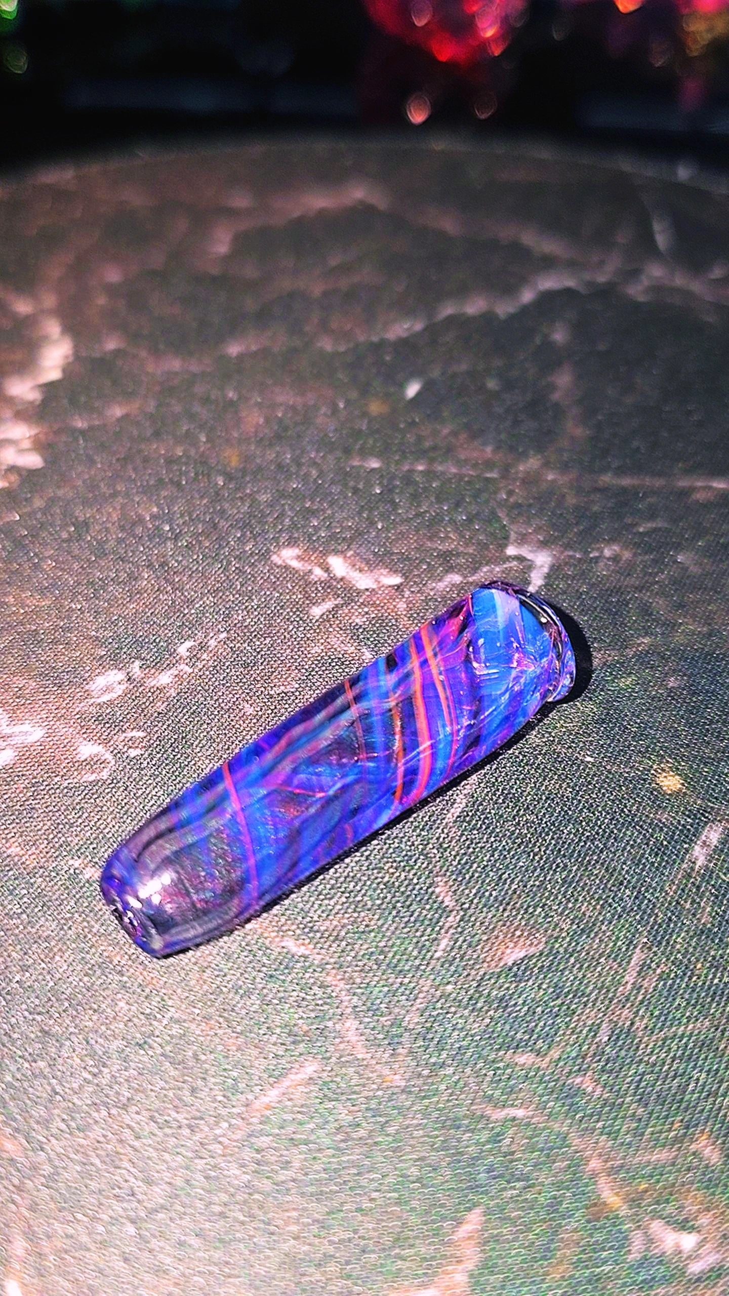 Royal Jelly & Blue Meta Swirl Linework Glass Rolling Tip