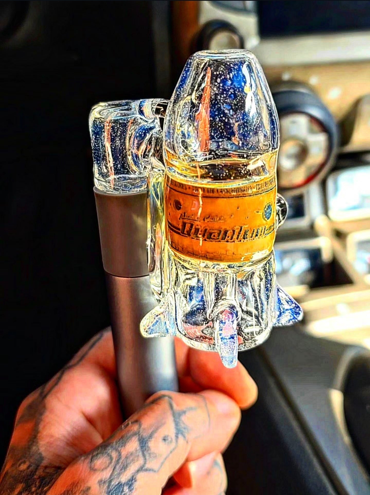 Quantum Cola Pivot Recycler Pendant – Functional Glass Art Attachment