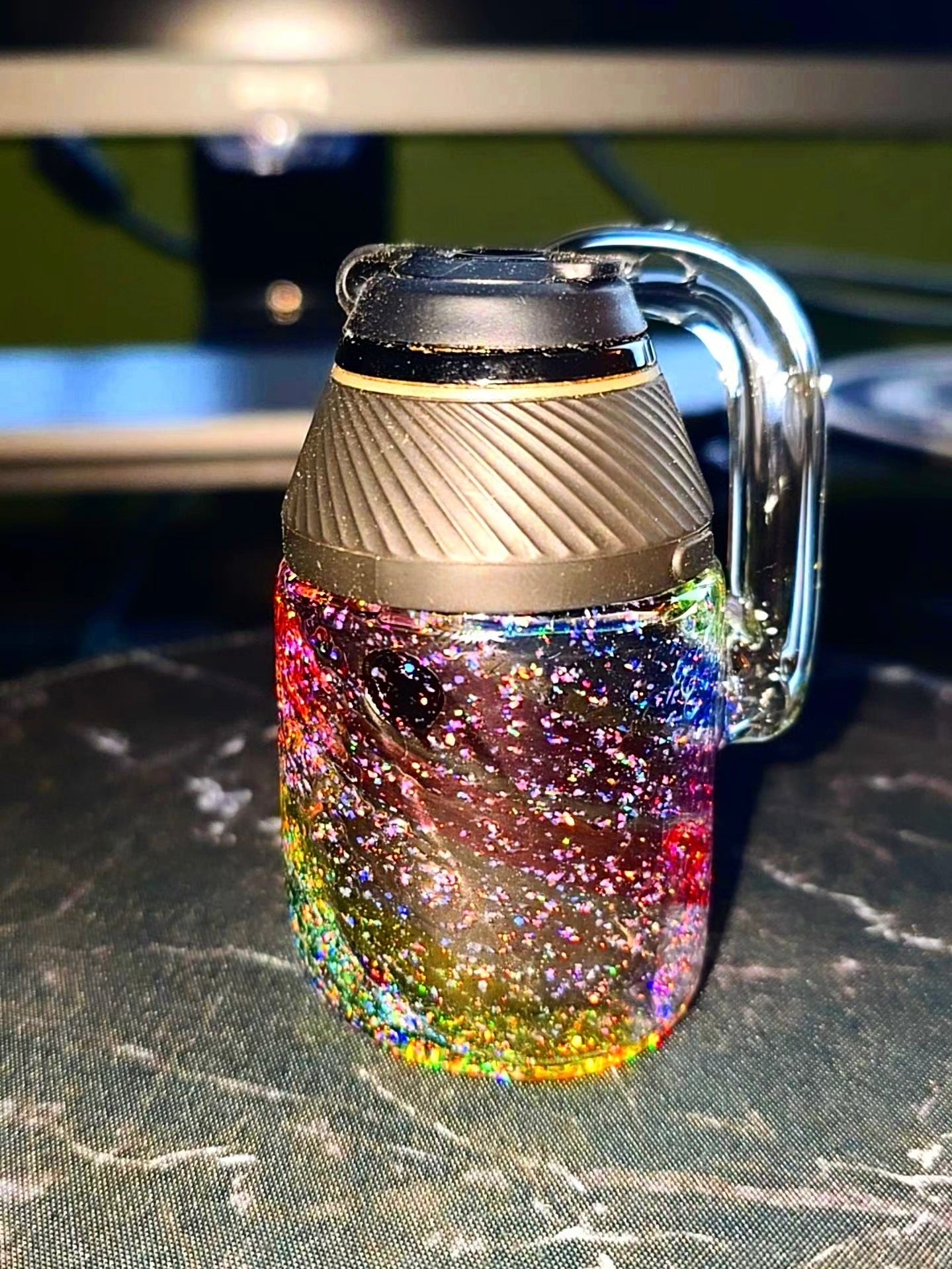 Puffco Proxy Flat Puffer Pendant – Rainbow Crushed Opal | Multi-Color