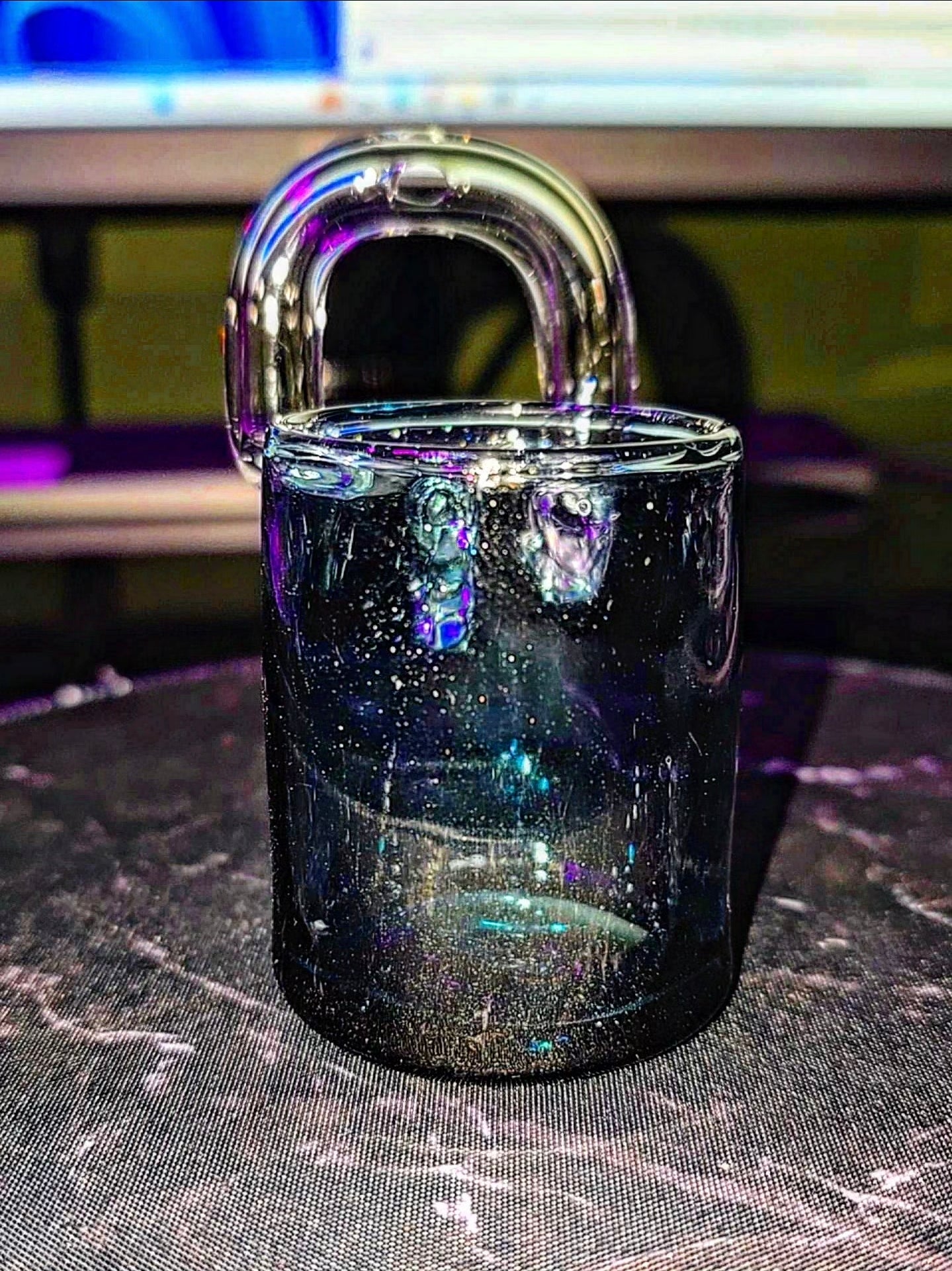 Heavy Blue Stardust Flat Puffco Proxy Pendant | Coopers Glass