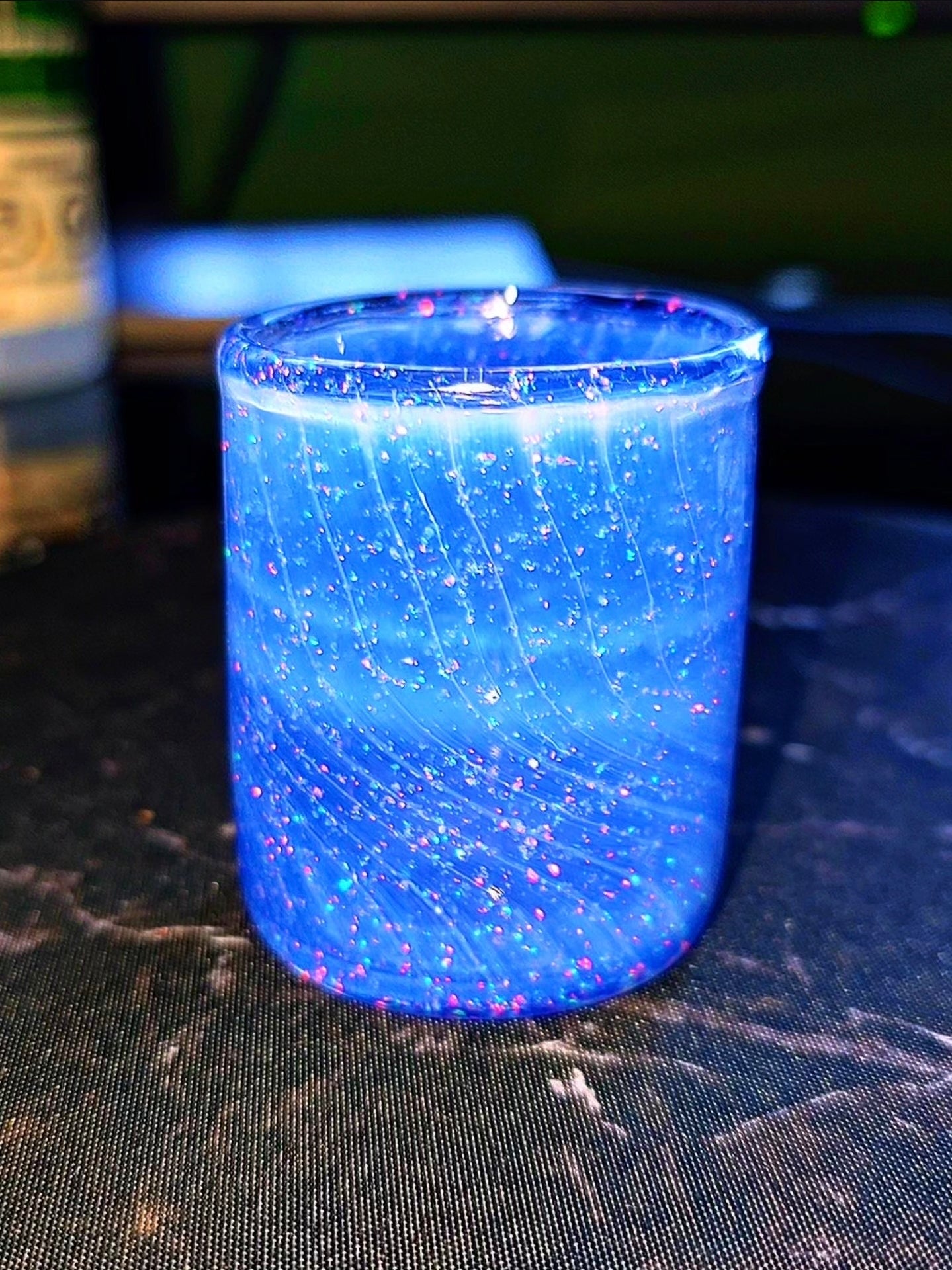 Puffco Proxy Core Glass Base Cup – Sonic Blue Crushed Opal