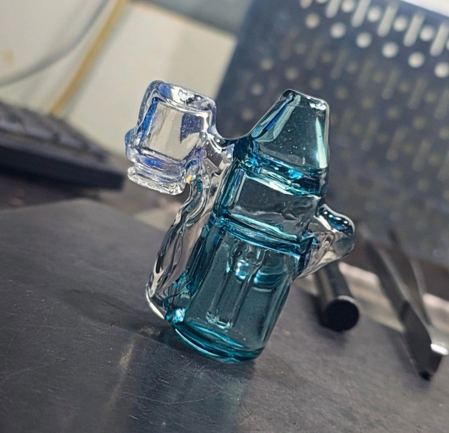 Low Profile Blue Stardust Puffco Pivot Recycler Pendant – Wearable, Pearl-Ready Functionality