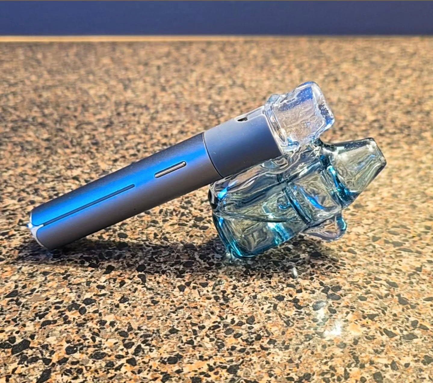 Low Profile Blue Stardust Puffco Pivot Recycler Pendant – Wearable, Pearl-Ready Functionality