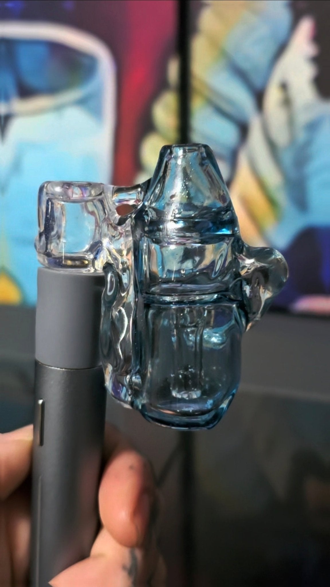 Low Profile Blue Stardust Puffco Pivot Recycler Pendant – Wearable, Pearl-Ready Functionality