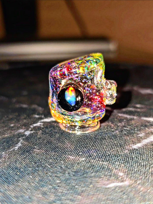 Rainbow Swirl Crushed Opal Riptip – Opal Chip Spinner for Puffco Pivot - Coopers Glass