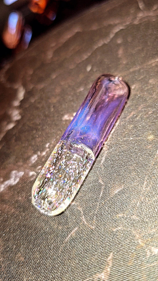 Clear Crushed Opal & Lilac Glass Rolling Tip