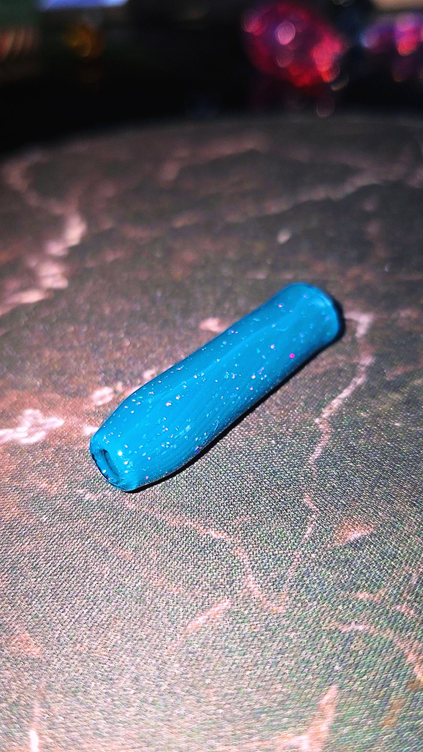 Teal Crushed Opal Glass Rolling Tip