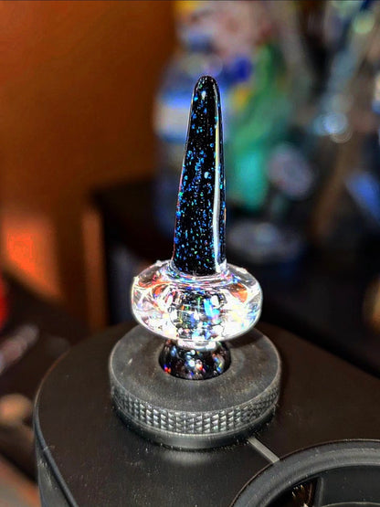 Black Crushed Opal Spinner Spike – Switch 2 Compatible Pearl Spinner Cap for Dr. Dabber - Coopers Glass