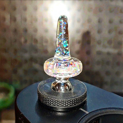 Clear Crushed Opal Spinner Spike – Switch 2 Spinner Cap for Dr. Dabber - Coopers Glass