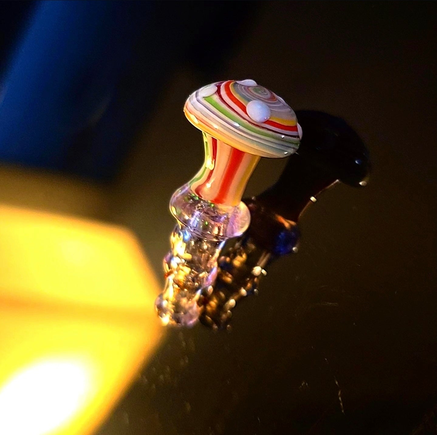 Puffco Peak Rainbow Mushroom Joystick Carb Cap with Crushed Opal