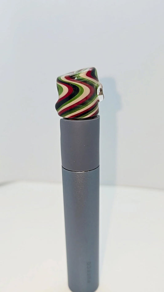 Red/Whte/Green/Black Wig Wag OG Style Puffco Pivot Glass Top