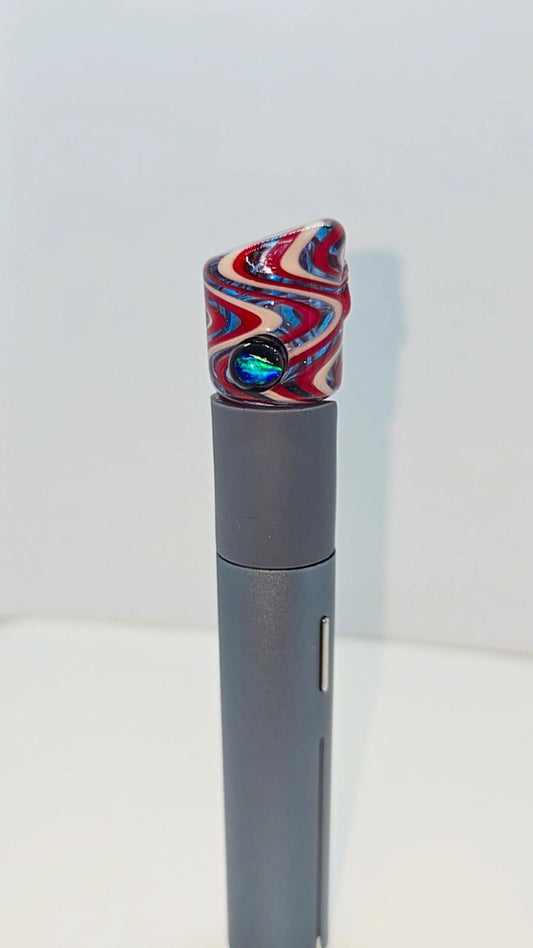 Red/White/Blue Wig Wag w/ Opal OG Style Puffco Pivot Glass Top