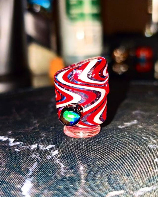 Red/White/Blue Wig Wag w/ Opal OG Style Puffco Pivot Glass Top